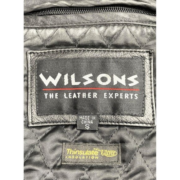 Wilsons Black Leather Jacket With Thinsulate‎ Ultra Insulation Quilted - Picture 3 of 5